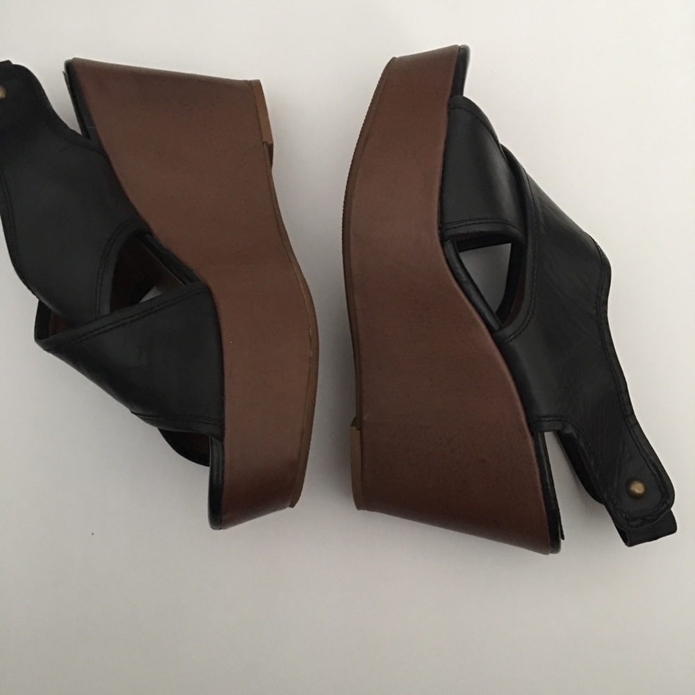 Crown Vintage Black Wedge Sandals